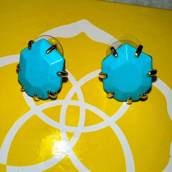 Kendra Scott Retired Morgan Turquoise Stud Earrings - Picture 1 of 2